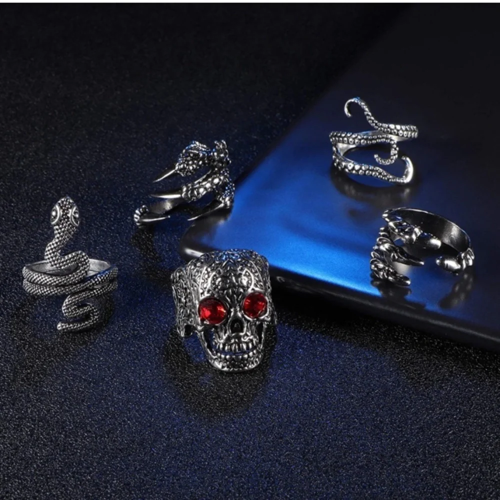 15Pcs Vintage Punk Rings